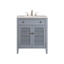 Cape Cod 30" Free Standing Single Basin Vanity Set with Cabinet and Marble Vanity Top