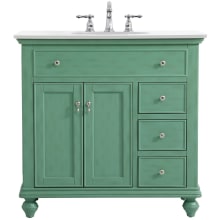 Otto 36" Free Standing Single Basin Vanity Set with Cabinet and Quartz Vanity Top