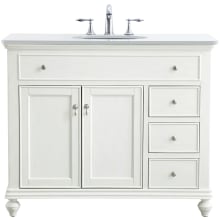 Otto 42" Free Standing Single Basin Vanity Set with Cabinet and Quartz Vanity Top