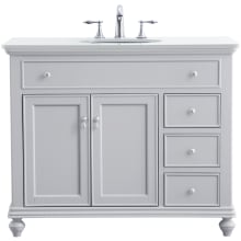 Otto 42" Free Standing Single Basin Vanity Set with Cabinet and Quartz Vanity Top