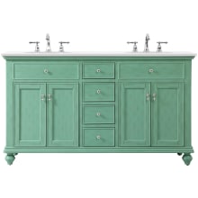 Otto 60" Free Standing Double Basin Vanity Set with Cabinet and Quartz Vanity Top