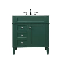 Park Avenue 32" Free Standing Single Basin Vanity Set with Cabinet and Marble Vanity Top