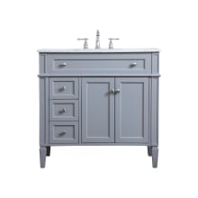 Park Avenue 36" Free Standing Single Basin Vanity Set with Cabinet and Marble Vanity Top