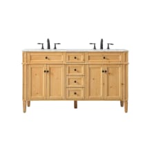 Park Avenue 60" Free Standing Double Basin Vanity Set with Cabinet and Marble Vanity Top