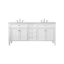 Park Avenue 72" Free Standing Double Basin Vanity Set with Cabinet and Marble Vanity Top