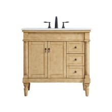 Lexington 36" Free Standing Single Basin Vanity Set with Cabinet and Marble Vanity Top