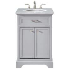 Americana 24" Free Standing Single Basin Vanity Set with Cabinet and Marble Vanity Top