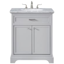 Americana 30" Free Standing Single Basin Vanity Set with Cabinet and Marble Vanity Top