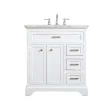 Americana 32" Free Standing Single Basin Vanity Set with Cabinet and Marble Vanity Top