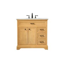 Americana 36" Free Standing Single Basin Vanity Set with Cabinet and Marble Vanity Top