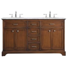 Americana 60" Free Standing Double Basin Vanity Set with Cabinet and Marble Vanity Top