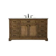 Americana 60" Free Standing Single Basin Vanity Set with Cabinet and Marble Vanity Top