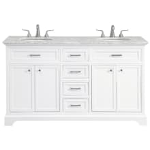Americana 60" Free Standing Double Basin Vanity Set with Cabinet and Marble Vanity Top
