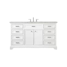 Americana 60" Free Standing Single Basin Vanity Set with Cabinet and Marble Vanity Top
