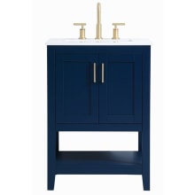 Aubrey 24" Free Standing Single Basin Vanity Set with Cabinet and Engineered Marble Vanity Top