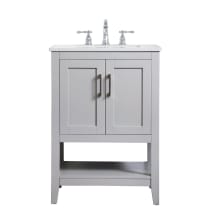 Aubrey 24" Free Standing Single Basin Vanity Set with Cabinet and Engineered Marble Vanity Top