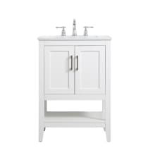 Aubrey 24" Free Standing Single Basin Vanity Set with Cabinet and Engineered Marble Vanity Top