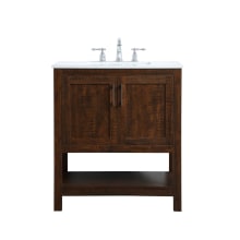 Aubrey 30" Free Standing Single Basin Vanity Set with Cabinet and Engineered Marble Vanity Top