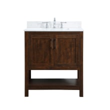 Aubrey 30" Free Standing Single Basin Vanity Set with Cabinet, Engineered Marble Vanity Top, and Backsplash