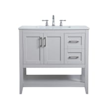 Aubrey 36" Free Standing Single Basin Vanity Set with Cabinet and Engineered Marble Vanity Top
