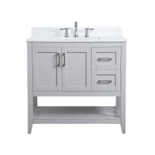 Aubrey 36" Free Standing Single Basin Vanity Set with Cabinet, Engineered Marble Vanity Top, and Backsplash