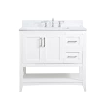 Aubrey 36" Free Standing Single Basin Vanity Set with Cabinet, Engineered Marble Vanity Top, and Backsplash