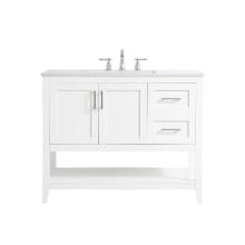 Aubrey 42" Free Standing Single Basin Vanity Set with Cabinet and Engineered Marble Vanity Top