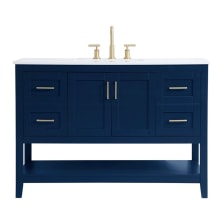 Aubrey 48" Free Standing Single Basin Vanity Set with Cabinet and Engineered Marble Vanity Top
