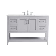 Aubrey 48" Free Standing Single Basin Vanity Set with Cabinet and Engineered Marble Vanity Top