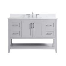 Aubrey 48" Free Standing Single Basin Vanity Set with Cabinet, Engineered Marble Vanity Top, and Backsplash