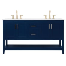 Aubrey 60" Free Standing Double Basin Vanity Set with Cabinet and Engineered Marble Vanity Top