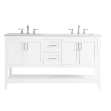 Aubrey 60" Free Standing Double Basin Vanity Set with Cabinet and Engineered Marble Vanity Top