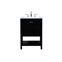 Theo 24" Free Standing Single Basin Vanity Set with Cabinet and Engineered Marble Vanity Top