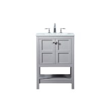 Theo 24" Free Standing Single Basin Vanity Set with Cabinet and Engineered Marble Vanity Top