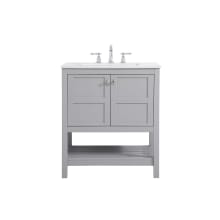 Theo 30" Free Standing Single Basin Vanity Set with Cabinet and Engineered Marble Vanity Top