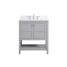 Theo 30" Free Standing Single Basin Vanity Set with Cabinet, Engineered Marble Vanity Top, and Backsplash