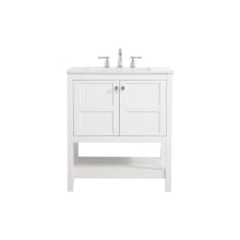 Theo 30" Free Standing Single Basin Vanity Set with Cabinet and Engineered Marble Vanity Top