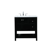 Theo 32" Free Standing Single Basin Vanity Set with Cabinet and Engineered Marble Vanity Top