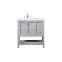 Theo 32" Free Standing Single Basin Vanity Set with Cabinet and Engineered Marble Vanity Top