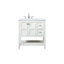 Theo 32" Free Standing Single Basin Vanity Set with Cabinet and Engineered Marble Vanity Top