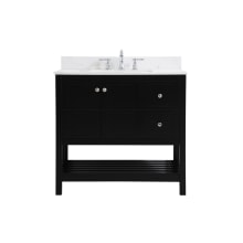 Theo 36" Free Standing Single Basin Vanity Set with Cabinet, Engineered Marble Vanity Top, and Backsplash