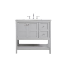 Theo 36" Free Standing Single Basin Vanity Set with Cabinet and Engineered Marble Vanity Top