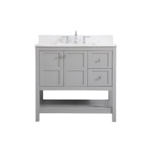 Theo 36" Free Standing Single Basin Vanity Set with Cabinet, Engineered Marble Vanity Top, and Backsplash