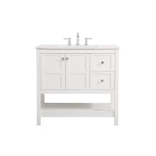 Theo 36" Free Standing Single Basin Vanity Set with Cabinet and Engineered Marble Vanity Top