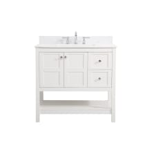 Theo 36" Free Standing Single Basin Vanity Set with Cabinet, Engineered Marble Vanity Top, and Backsplash