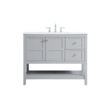 Theo 42" Free Standing Single Basin Vanity Set with Cabinet and Engineered Marble Vanity Top