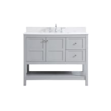 Theo 42" Free Standing Single Basin Vanity Set with Cabinet, Engineered Marble Vanity Top, and Backsplash