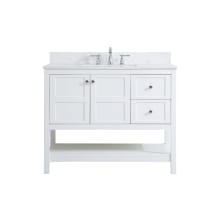 Theo 42" Free Standing Single Basin Vanity Set with Cabinet, Engineered Marble Vanity Top, and Backsplash