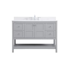 Theo 48" Free Standing Single Basin Vanity Set with Cabinet, Engineered Marble Vanity Top, and Backsplash