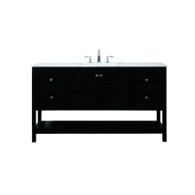 Theo 60" Free Standing Single Basin Vanity Set with Cabinet and Engineered Marble Vanity Top